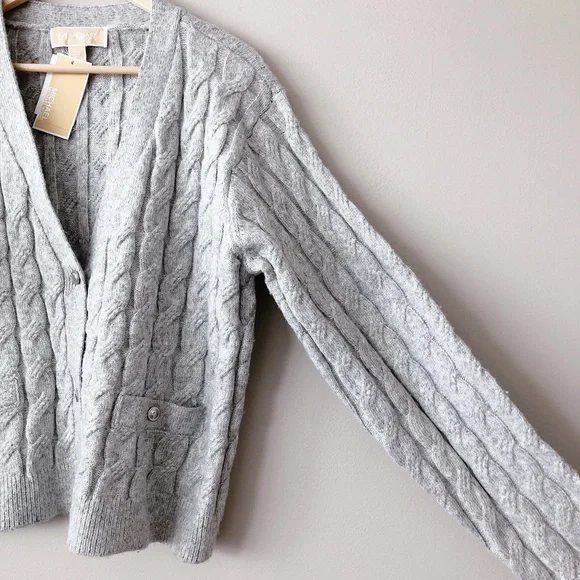 ❗SOLD ❗ Michael Kors Grey cardigan LG cable knit women's sweater - Picture 7 of 14